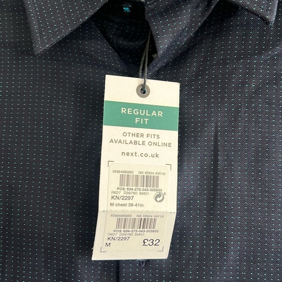 NWT next Regular Fit Men’s Dress Shirt, Navy Size M New w/Tag Retail £32 - Picture 4 of 9